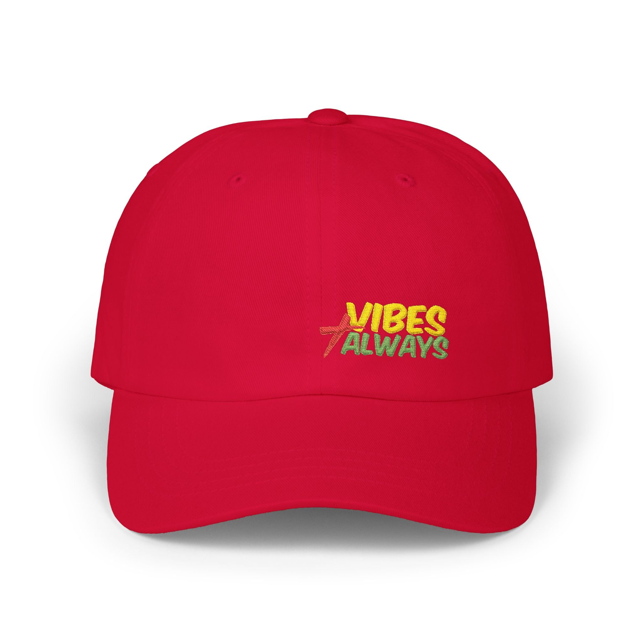 Dad Cap — "Vibes Always" Embroidered White Baseball Hat