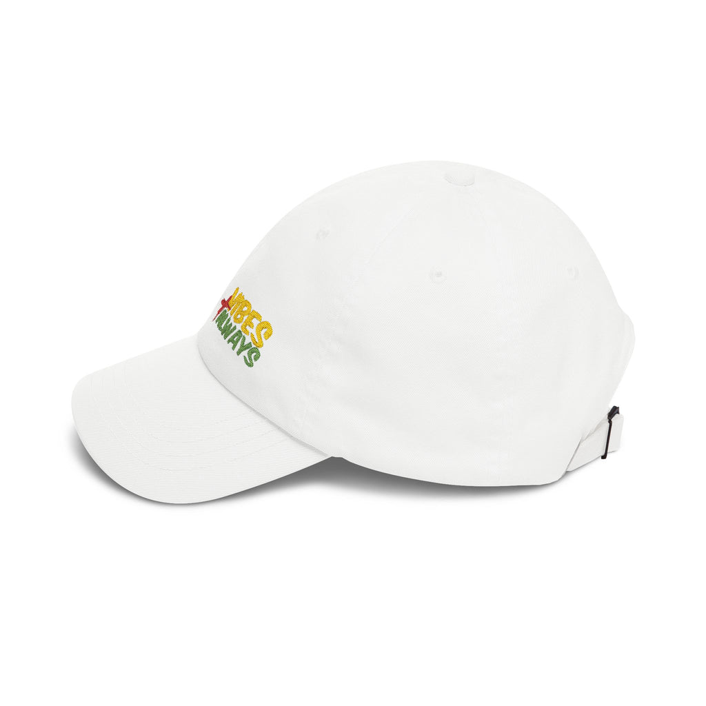 Dad Cap — "Vibes Always" Embroidered White Baseball Hat