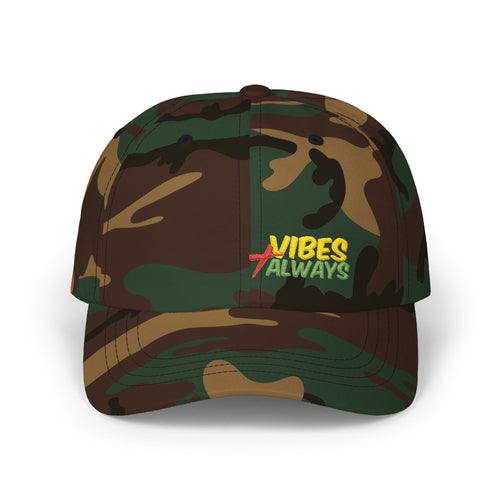 Dad Cap — "Vibes Always" Embroidered White Baseball Hat