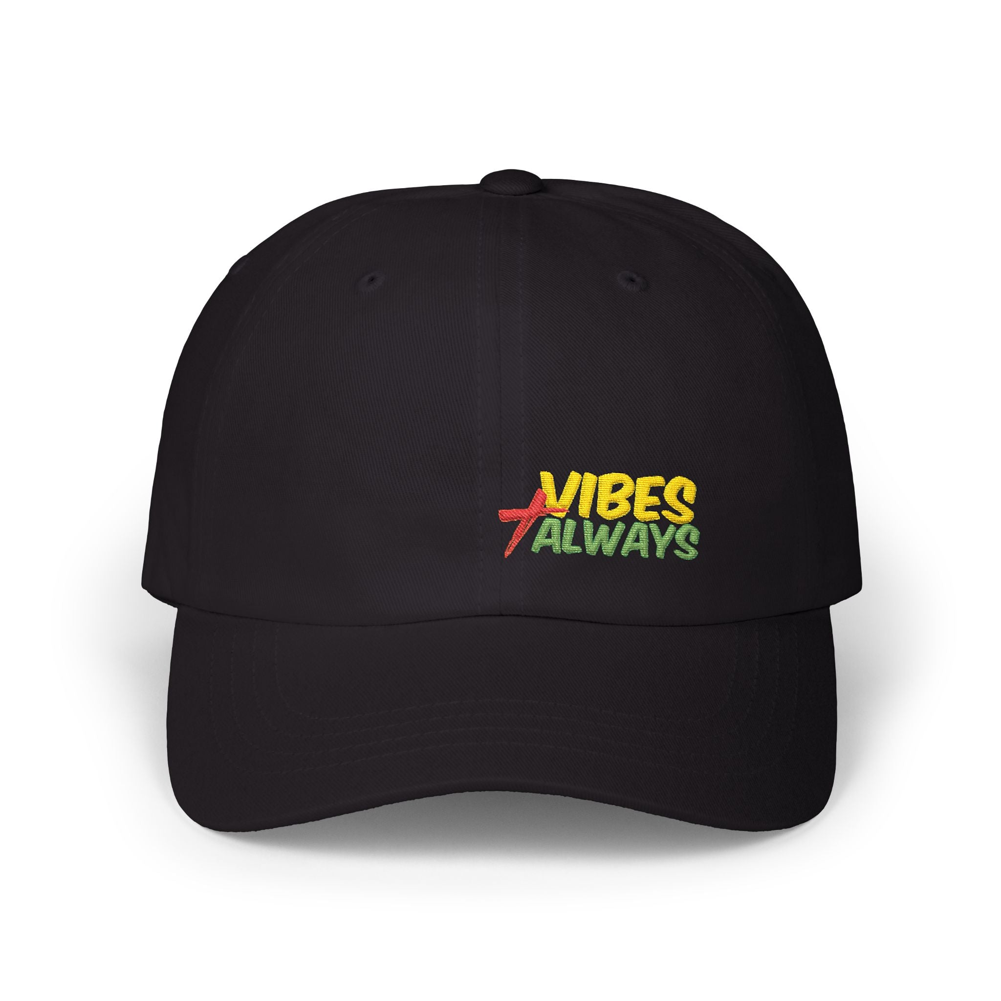 Dad Cap — "Vibes Always" Embroidered White Baseball Hat