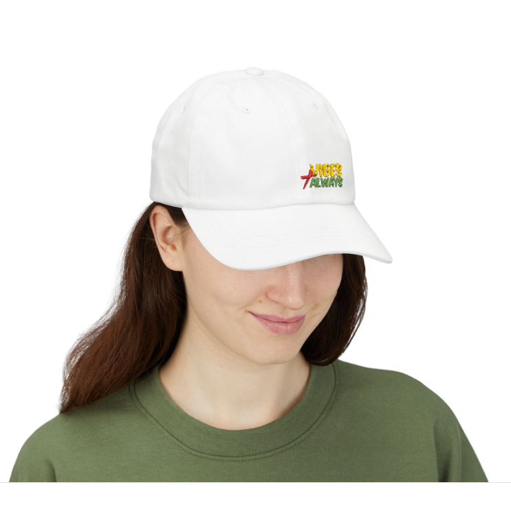Dad Cap — "Vibes Always" Embroidered White Baseball Hat